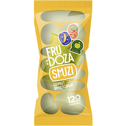 «FRUDOZA SMUZI» whipped frozen dessert. Mango-banana-apple fruit sherbet